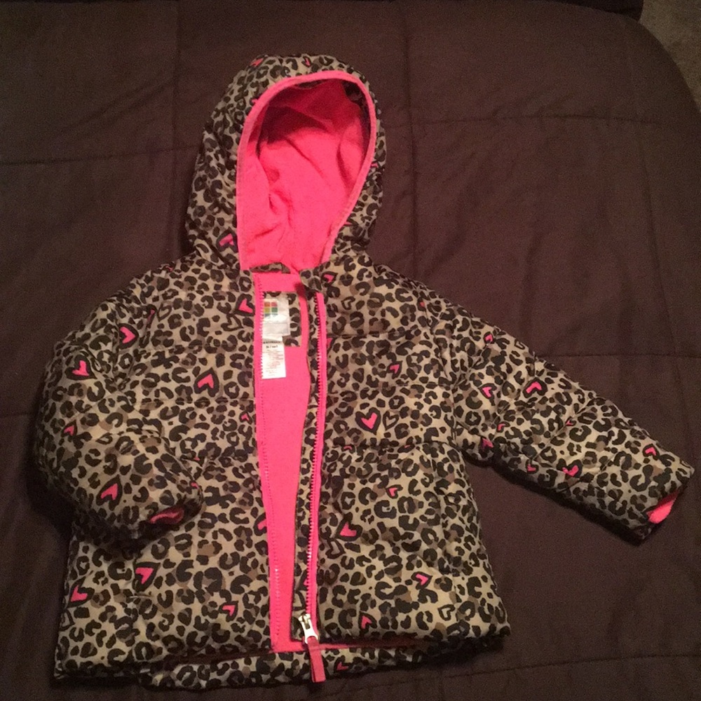 Cheetah Print with Pink Hearts 💕 Toddler Coat 3t